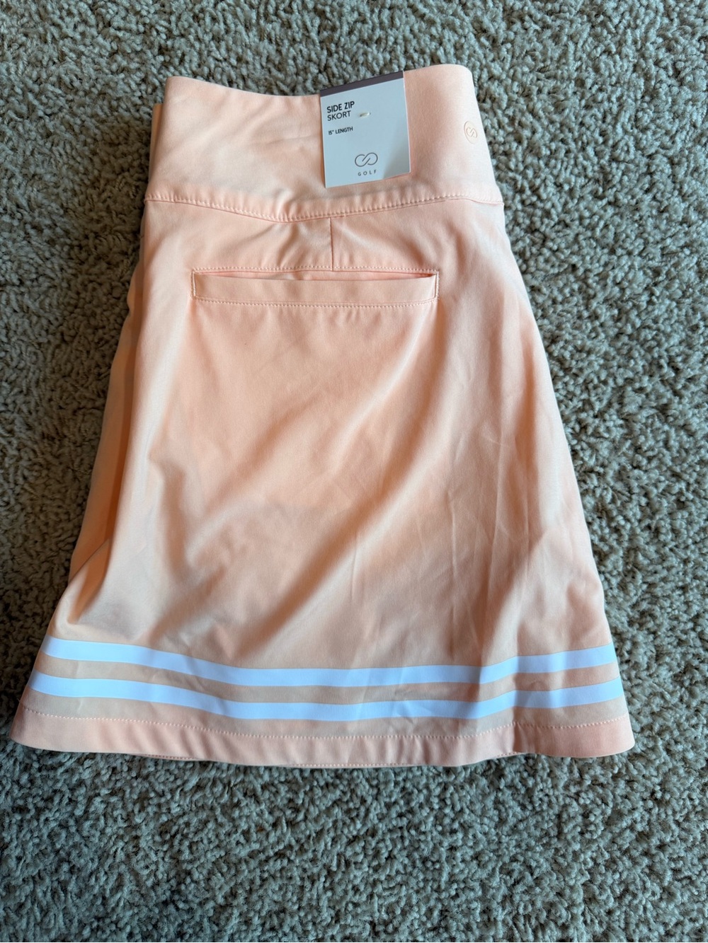 CALIA by Carrie Underwood Peach Mini Skort with White Stripe Hem